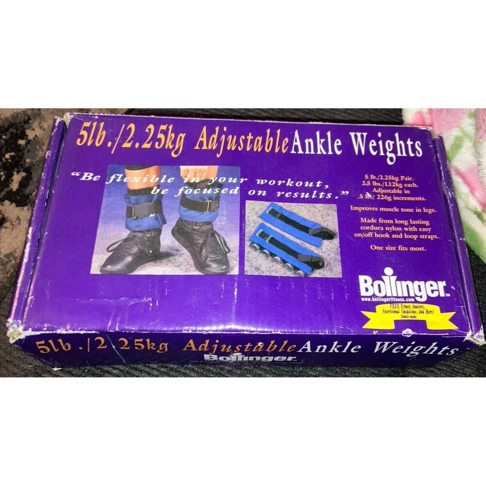 Set of 2 Bollinger Adjustable Blue Workout Ankle Weights 2.5 lb Each Vintage